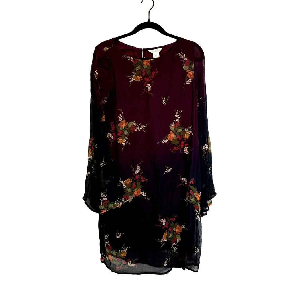 Sundance Dress Women's XS Ombre Vandenberg Floral Whimsigoth Sheer Bell Sleeve